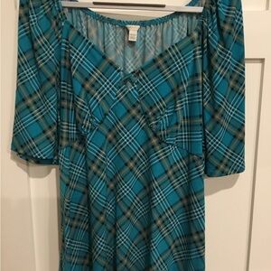 Cato Blue Plaid Blouse